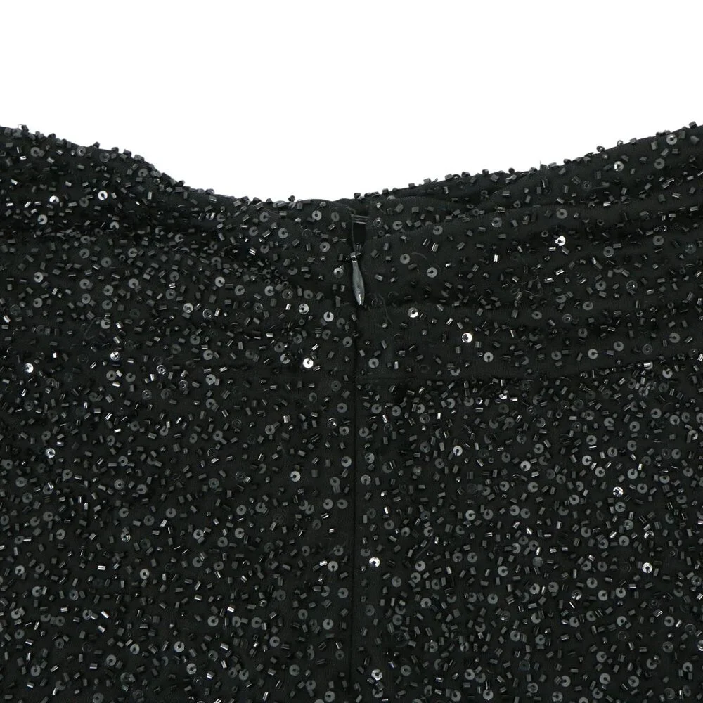 Giorgio Armani Black Beaded Rayon Blend Wide Leg Evening Pants 10 *Flawed